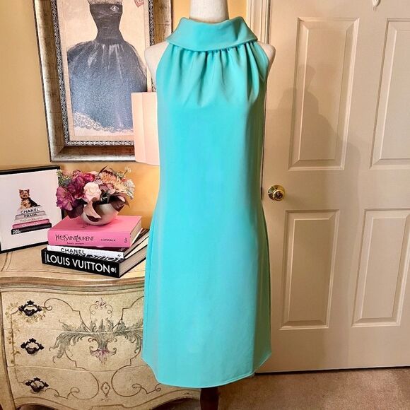 NWOT Sail to Sable Cowl Neck Turquoise Aqua Blue Dress Size SMALL - Picture 2 of 3